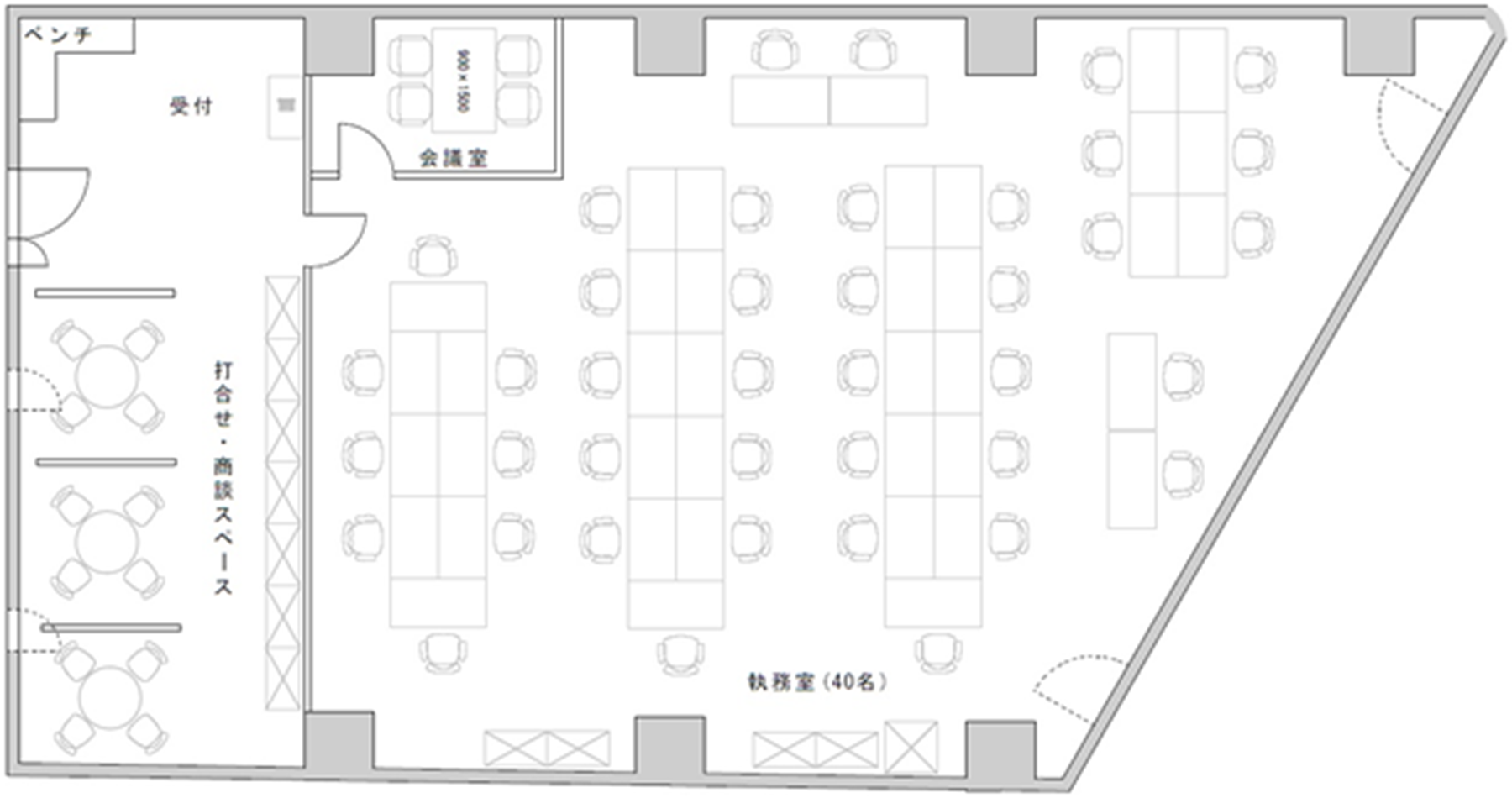 60坪（30～50名）オフィスレイアウトサンプル｜オフィス検索はTFC賃貸 ...